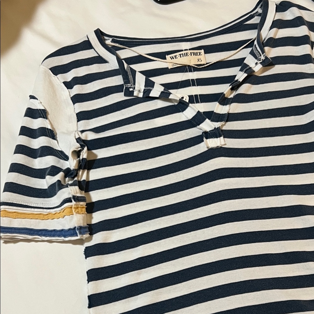 We The Free Women’s Striped Tee - Navy, White, and Yellow